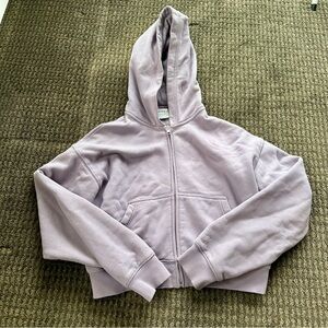 Aritzia TNA Cozy Fleece Boyfriend Cropped Zip Up Hoodie